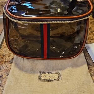 Gucci Brown and Green Transparent Toiletry Bag